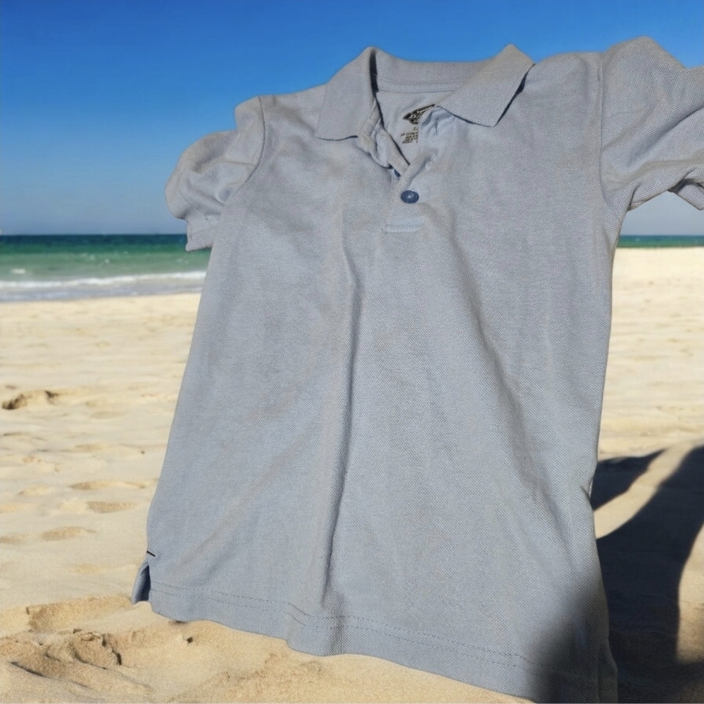 4/$15 Light Blue Polo Shirt Boys Sz 7 Casual Dress Dickies Short Sleeve